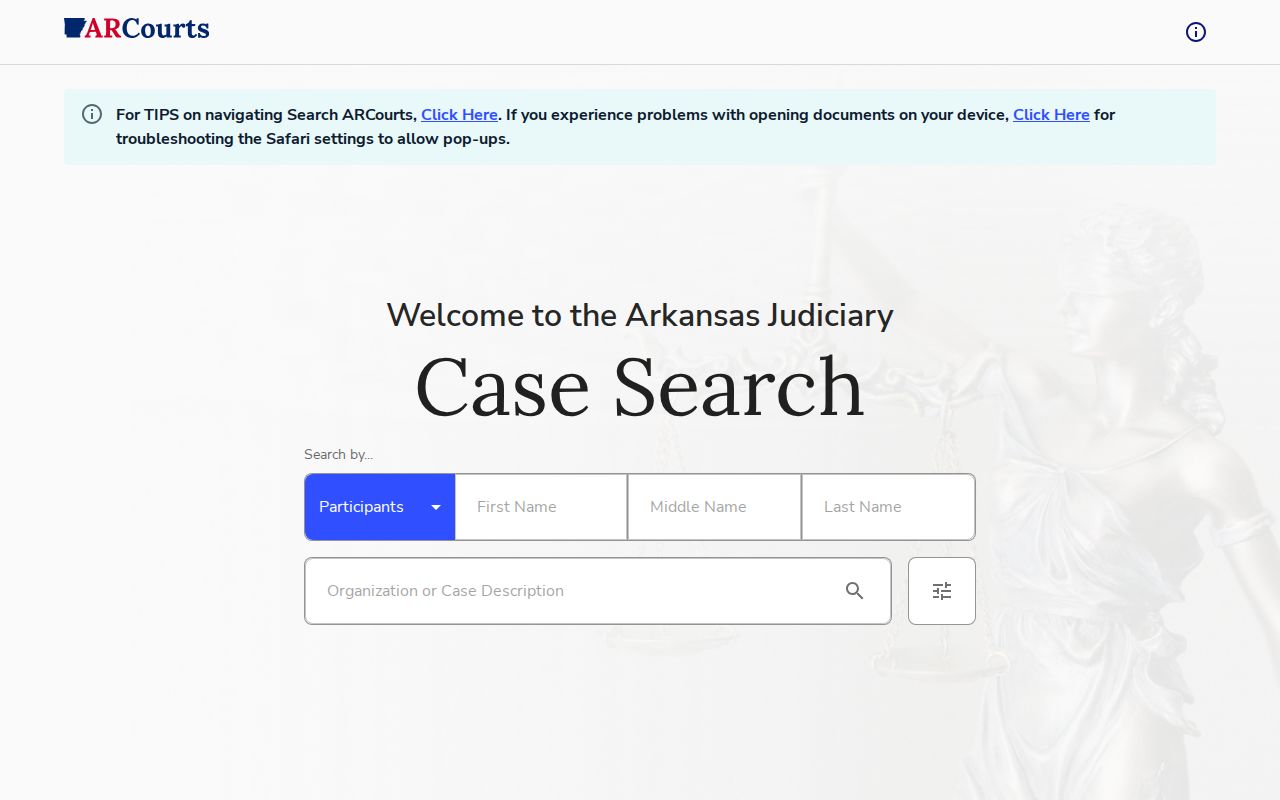 Blank Arkansas participant case search